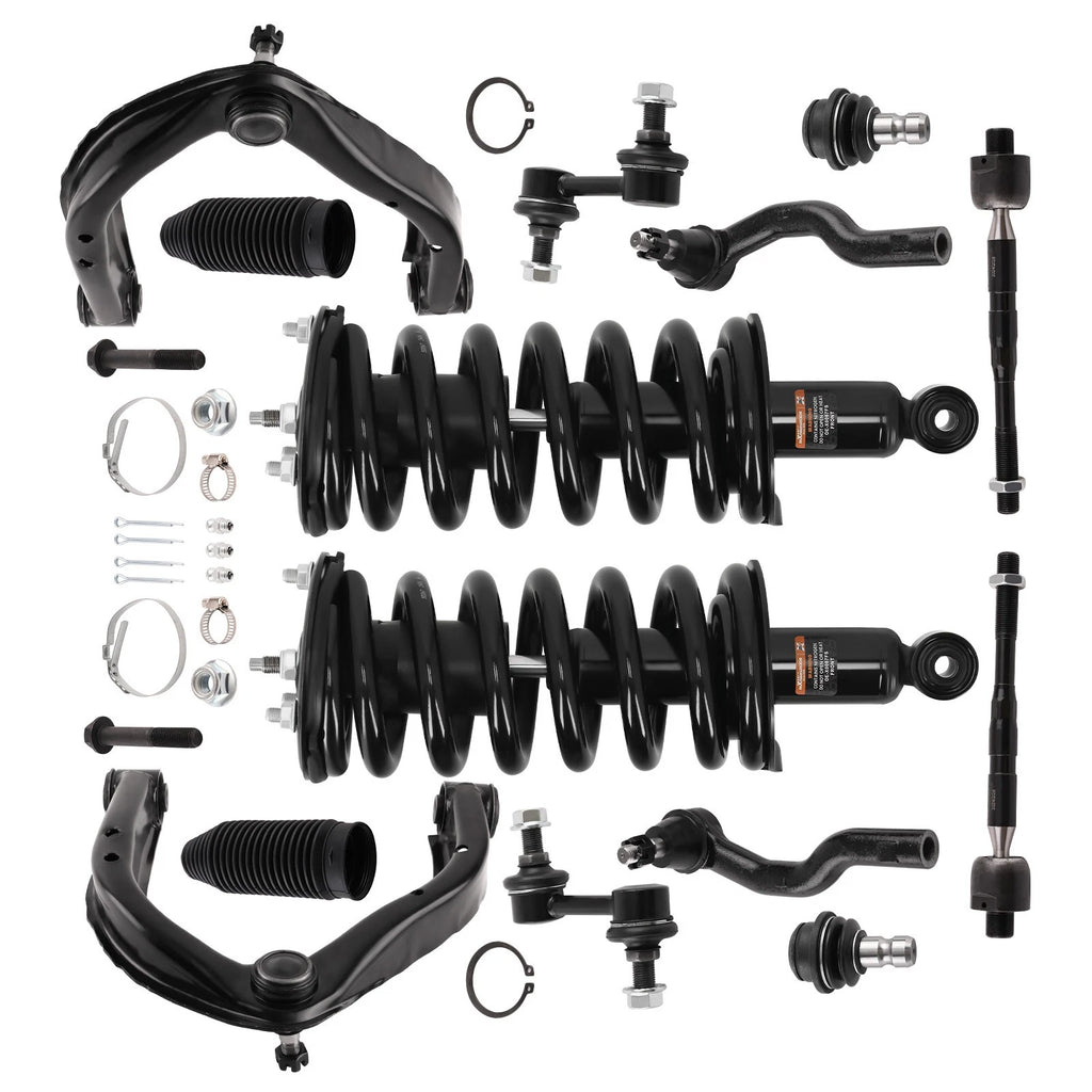 Front Strut w/ Coil Spring + Upper Control Arms for Nissan Titan (2004–2015)
