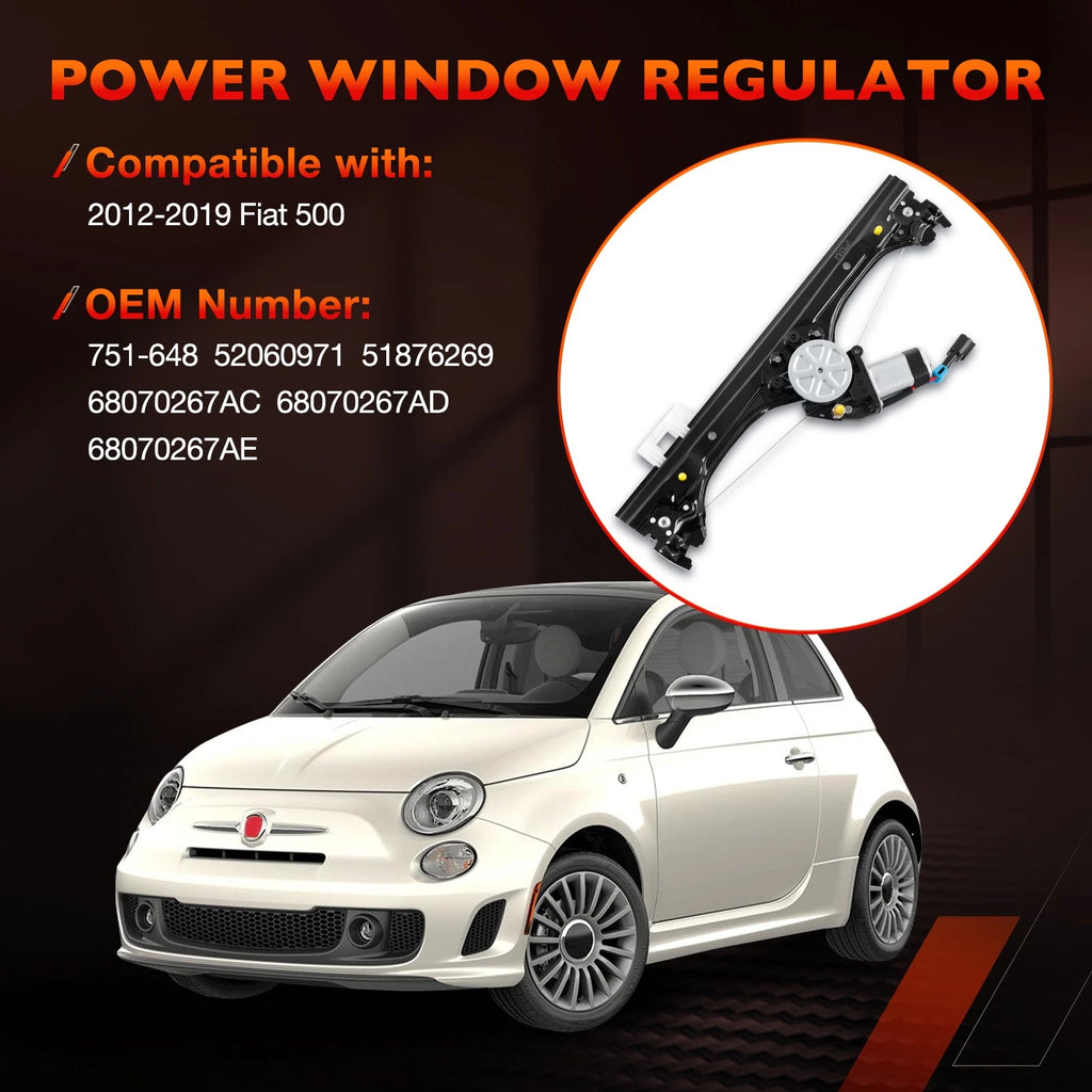 Front Left Power Window Regulator w/ Motor Assy for Fiat 500 (2012–2019) 751-648