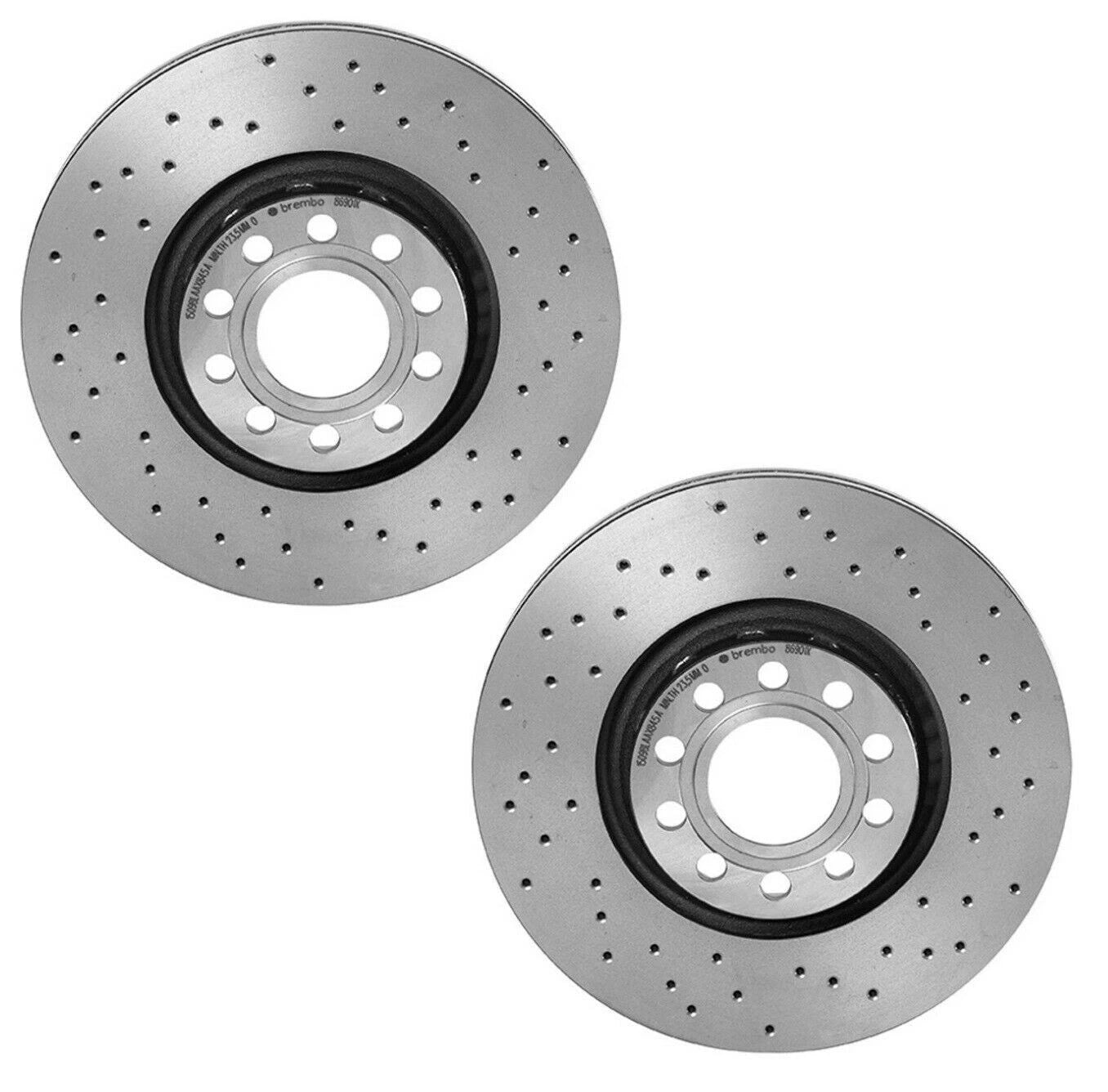 Set of 2 Brembo Xtra Front Brake Disc Rotors X-Drilled for Audi A4 A6 A8 (1996–2020)
