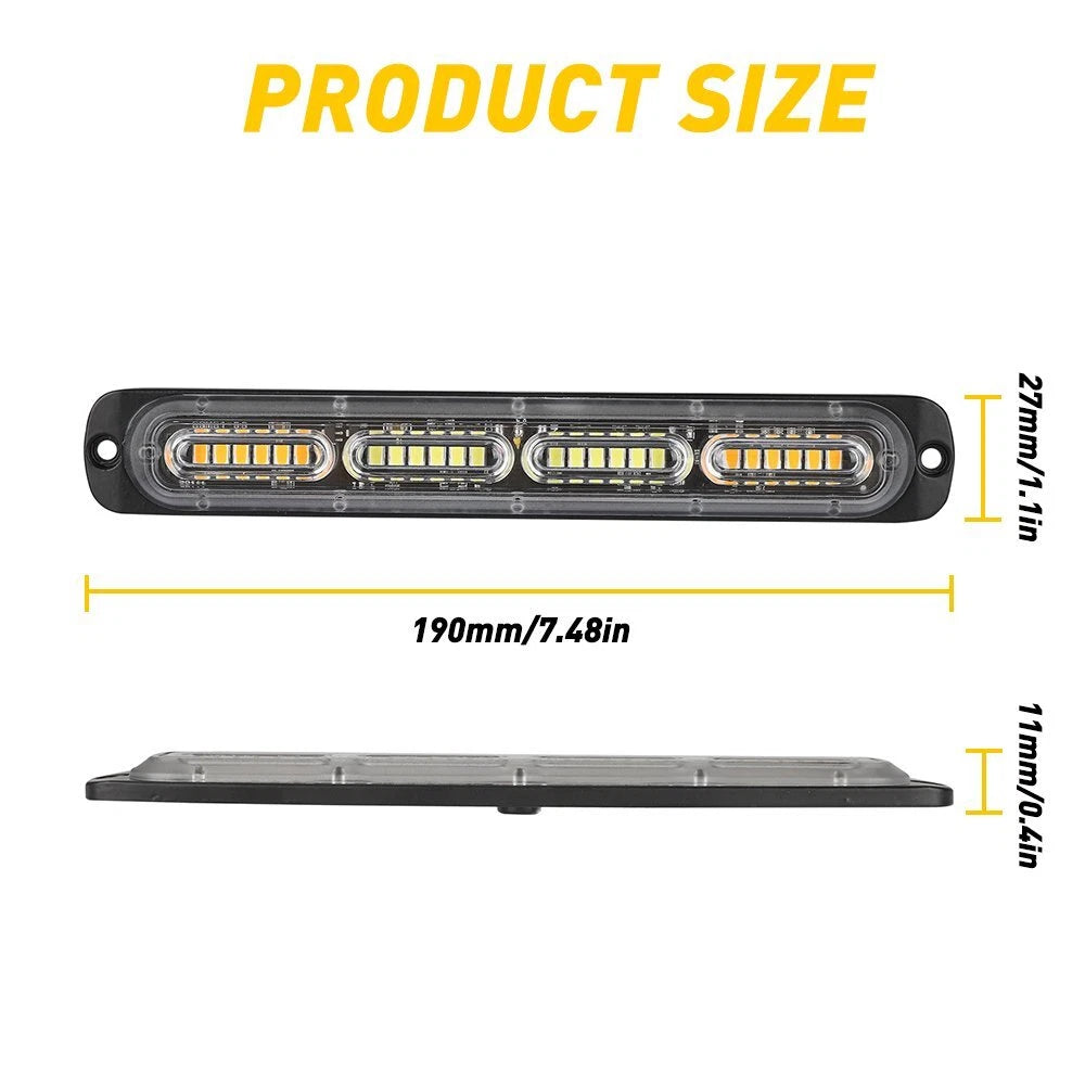 24LED Strobe Light Bar for Car Truck (Amber/White)