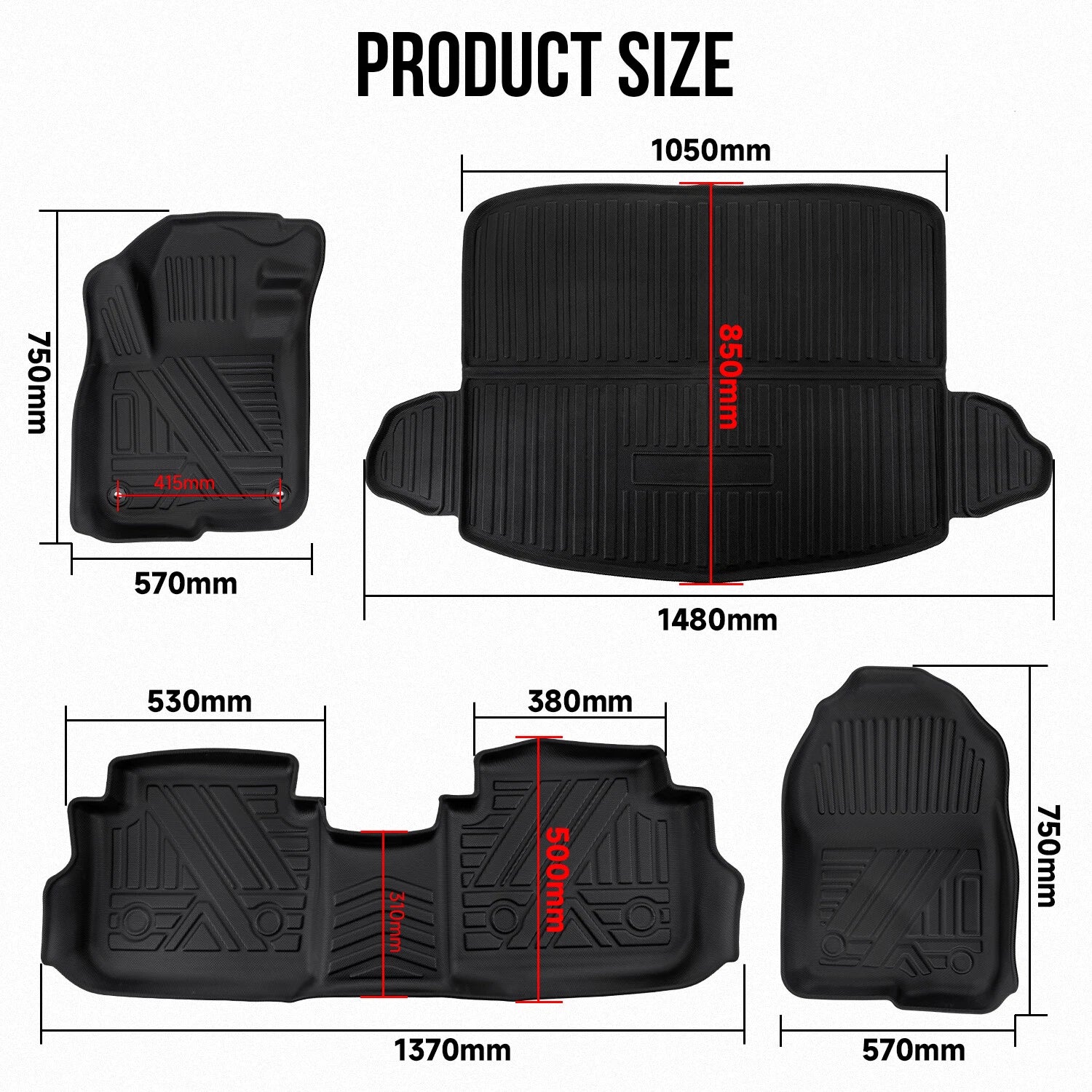 Set of 4 Floor Mats & Cargo Mat for Honda CR-V (2017–2022) TPE Liners