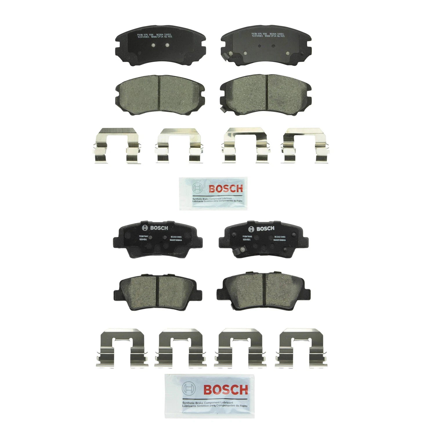 Set of 4 Bosch Quietcast Ceramic Disc Brake Pads for Elantra Sonata Soul