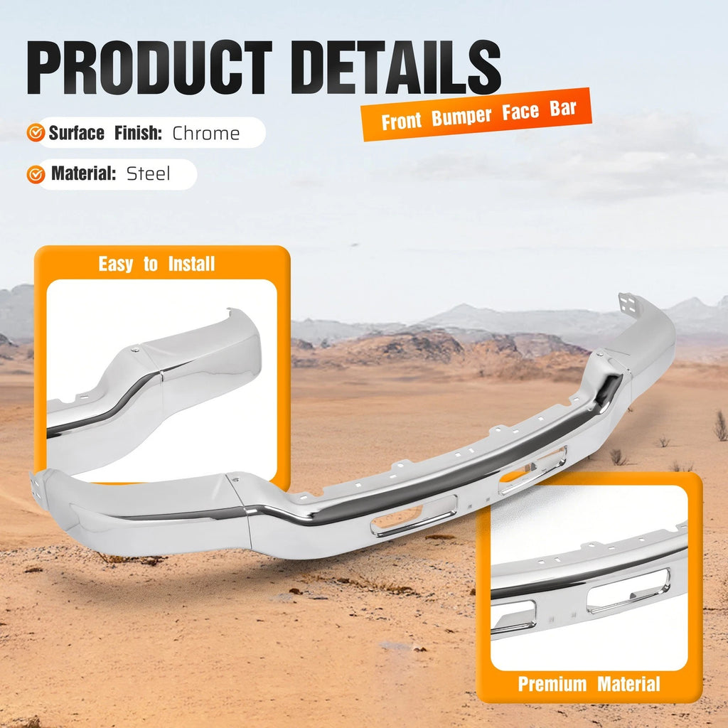 Front Bumper Impact Bar for GMC Sierra 1500 2500 HD (2003–2007) w/Fog Light Hole