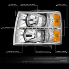 LED DRL Strip for Chevy Silverado (2007–2014) - Chrome Housing Amber Corner