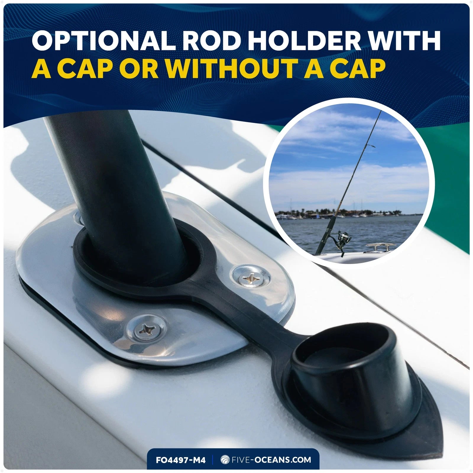 Set of 4 Flush Mount Fishing Rod Holders for 30 Degree Angled Installation