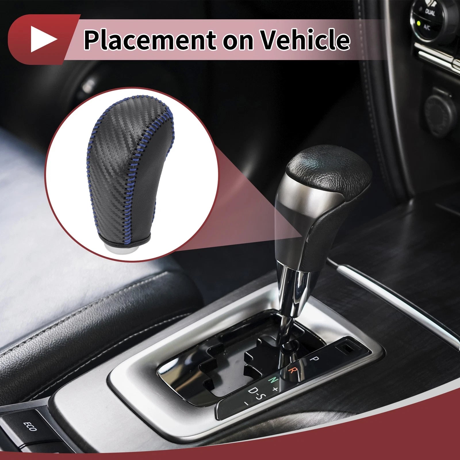 Gear Shift Knob Cover for Subaru Forester (2014–2017) Black Carbon Fiber Blue