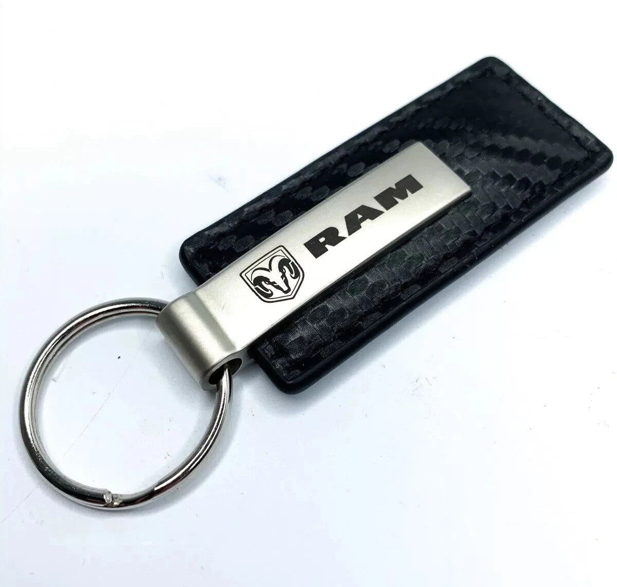 Licensed Key Chain for Dodge Ram Black Carbon Fiber Emblem (2009–2024)