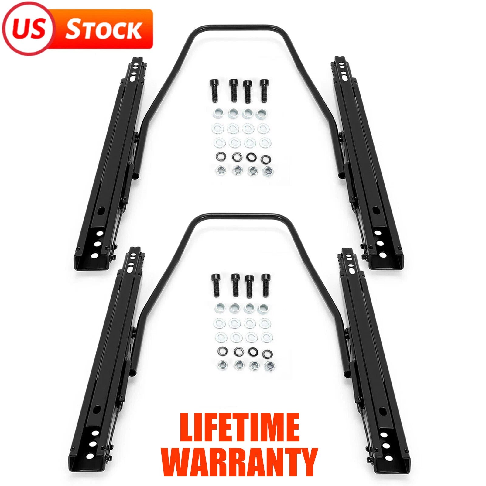 2X Universal Dual Lock Seat Sliders Rails Bracket Track Assembly