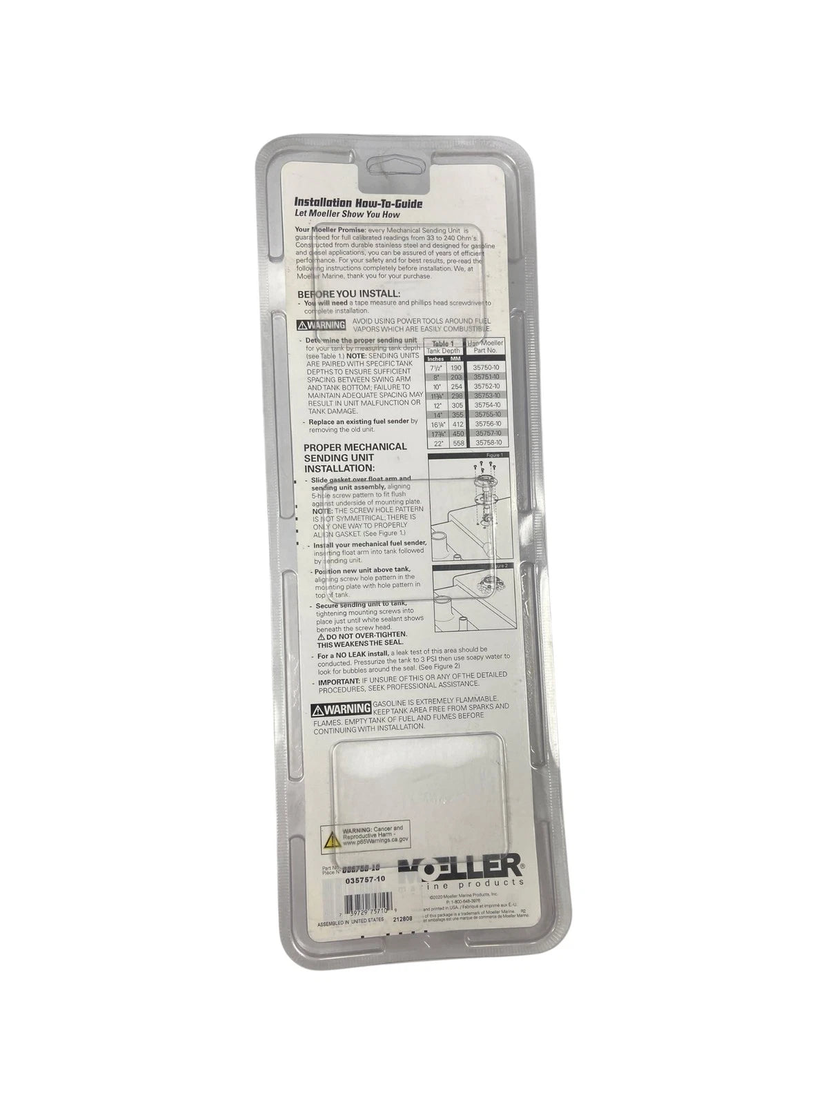 Mechanical Fuel Sending Unit for Moeller 035757-10 (17 3/4" Deep)