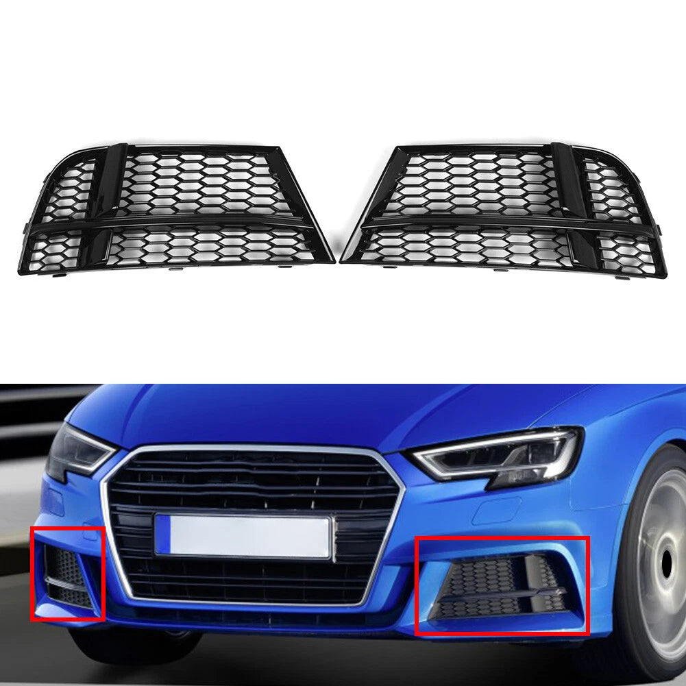 Open Mesh Honeycomb Front Bumper Fog Light Grille for Audi A3 S3 (2013–2020)