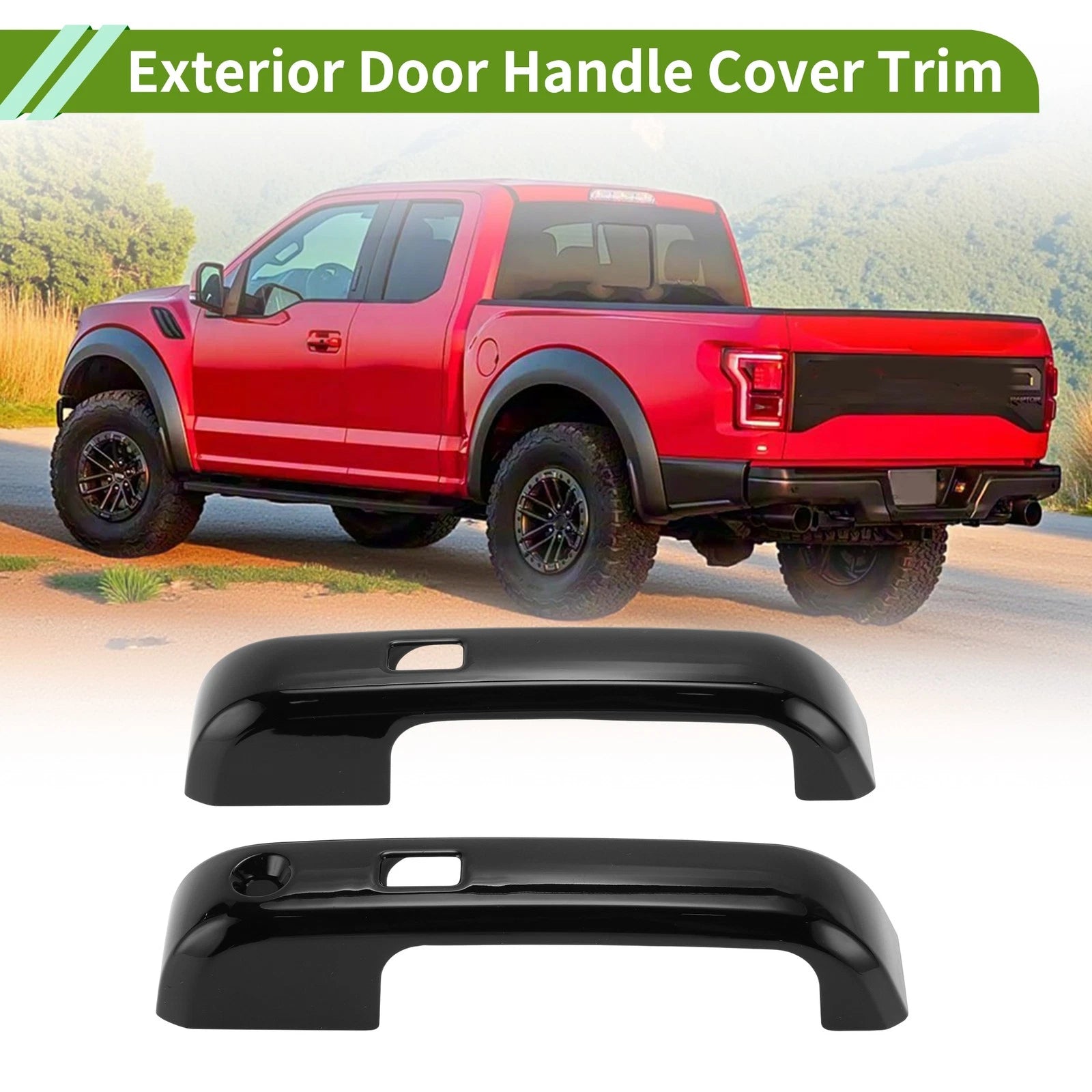 Exterior Door Handle Cover Trim for Ford F150 3DR (2015–2023) Glossy Black