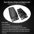 Set of 2 Rear Liftgate Window Glass Hinges for Jeep Wrangler YJ TJ (1987–2006)