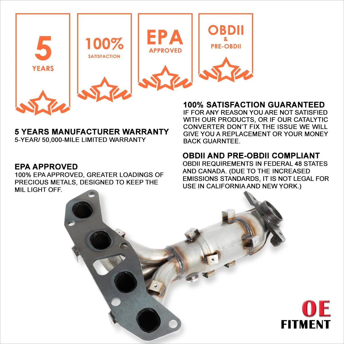 Direct Replace Exhaust Manifold Catalytic Converter for Altima/Sentra 2.5L (2002–2006)