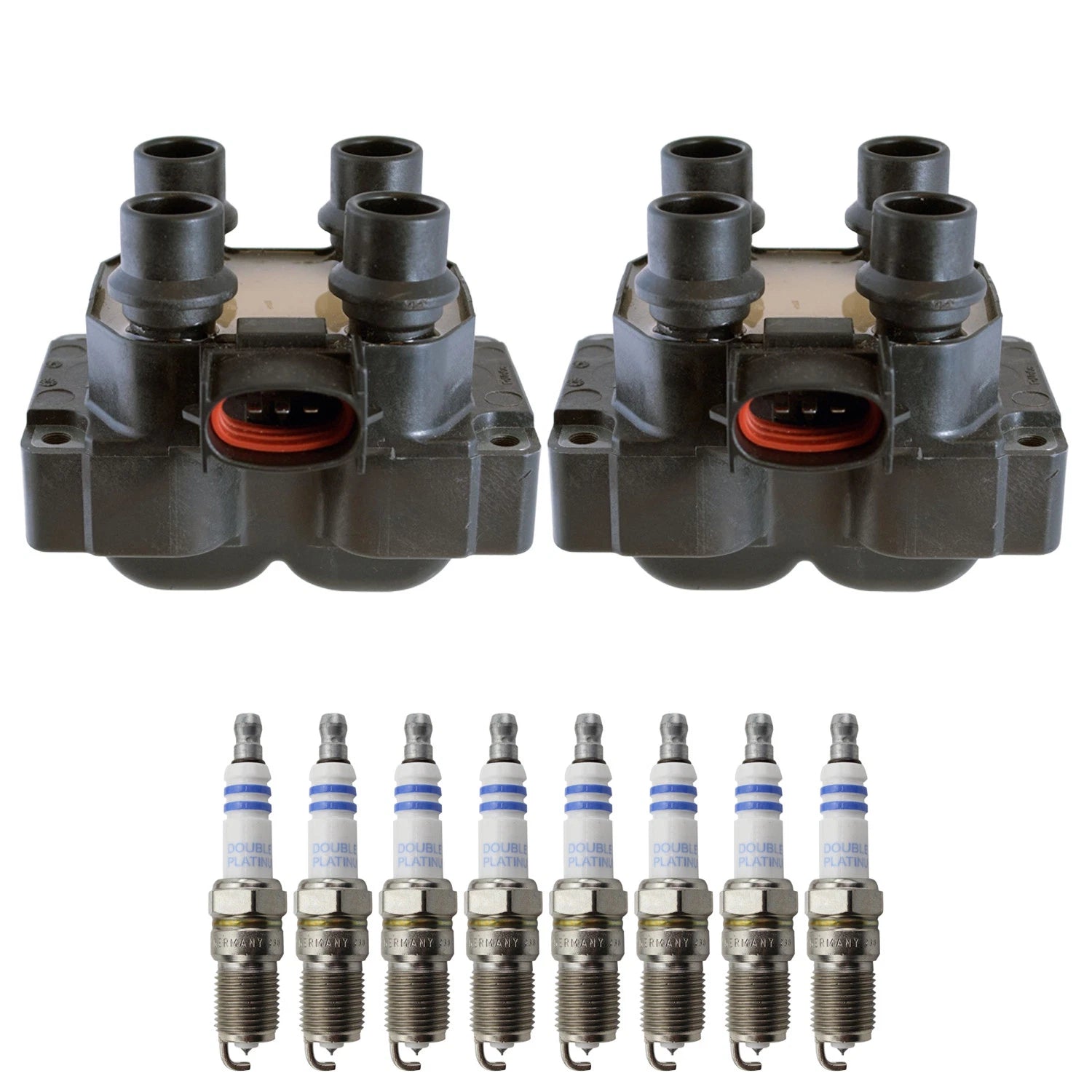 Set of 2 Ignition Coils & 8 Bosch Platinum Spark Plugs for F-150 F250 Mustang V8