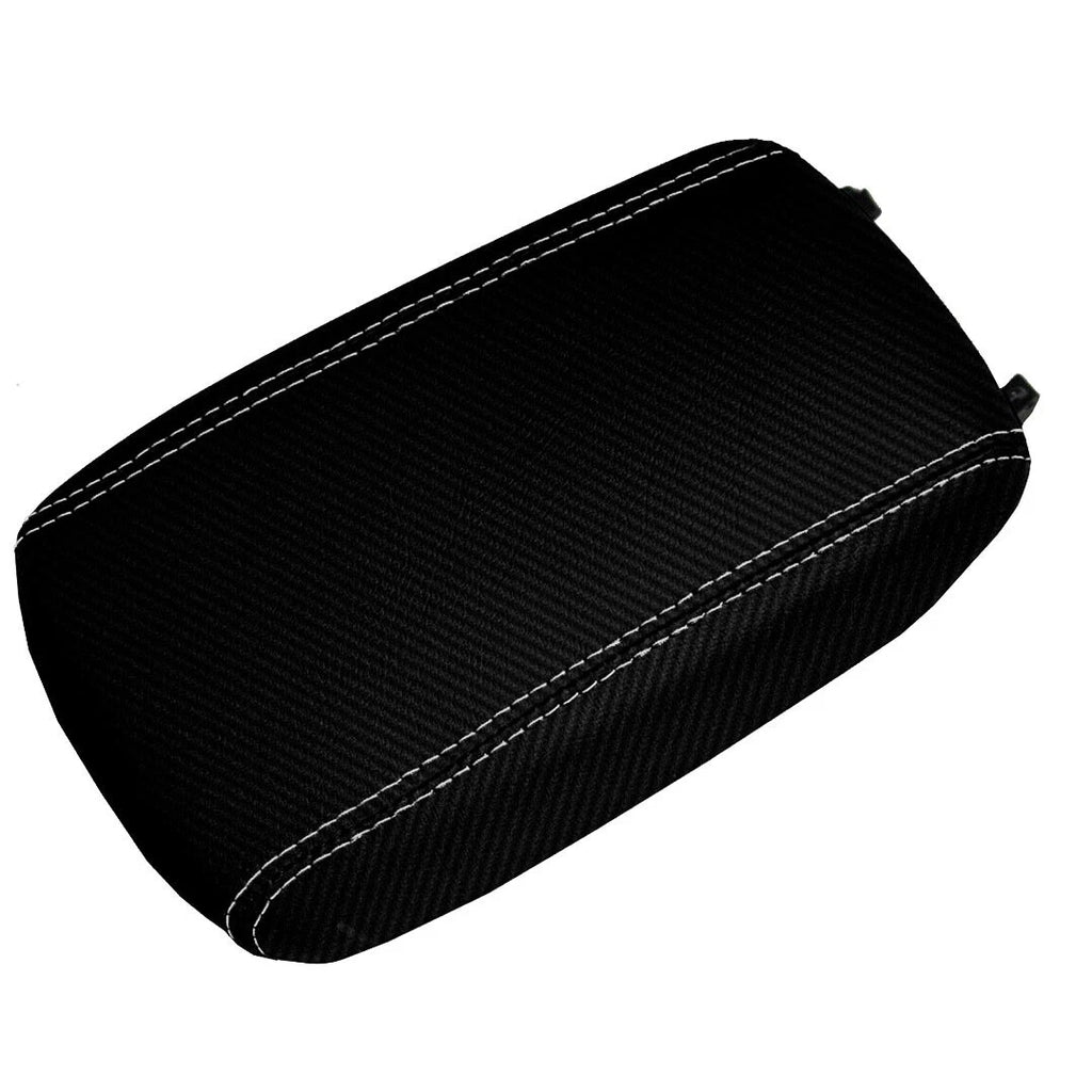Console Lid Armrest Cover for Kia Sportage (2017–2020) PVC Carbon White Stitch