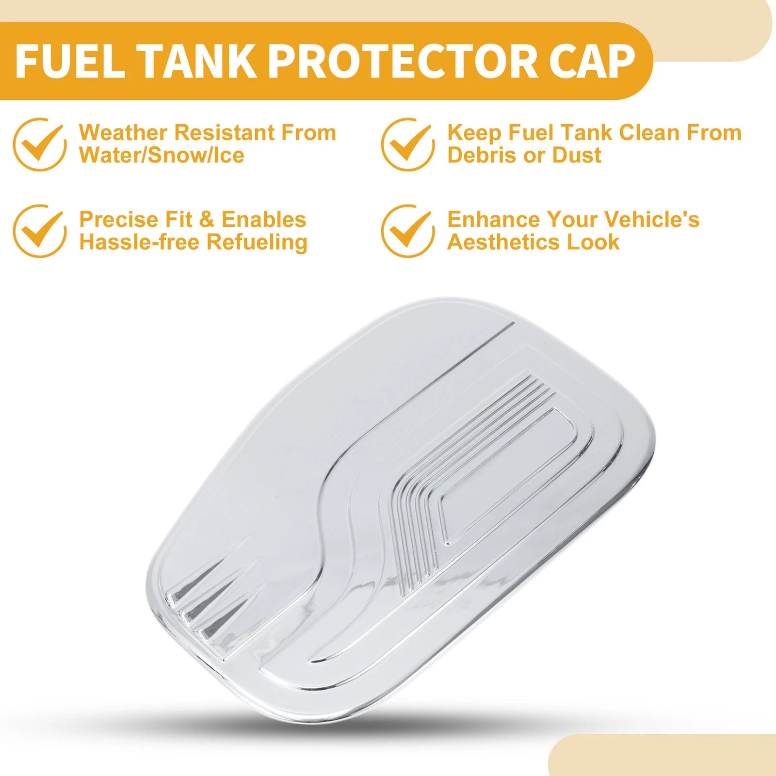 Fuel Tank Door Cap for Ford Ranger (2023–2025) Chrome Silver Tone