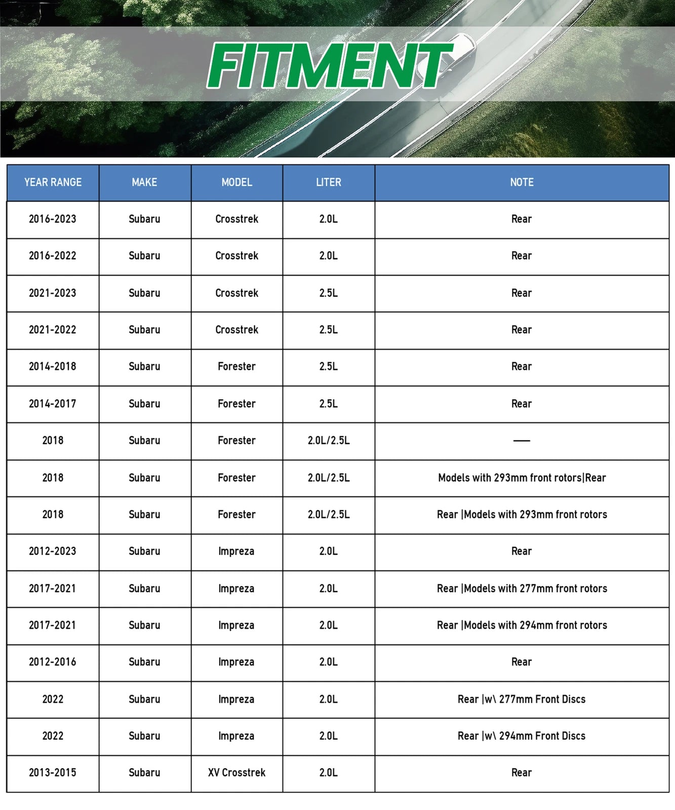 10.8" Rear Disc Rotors Brake Pads for Subaru Crosstrek Forester (2016–2018)