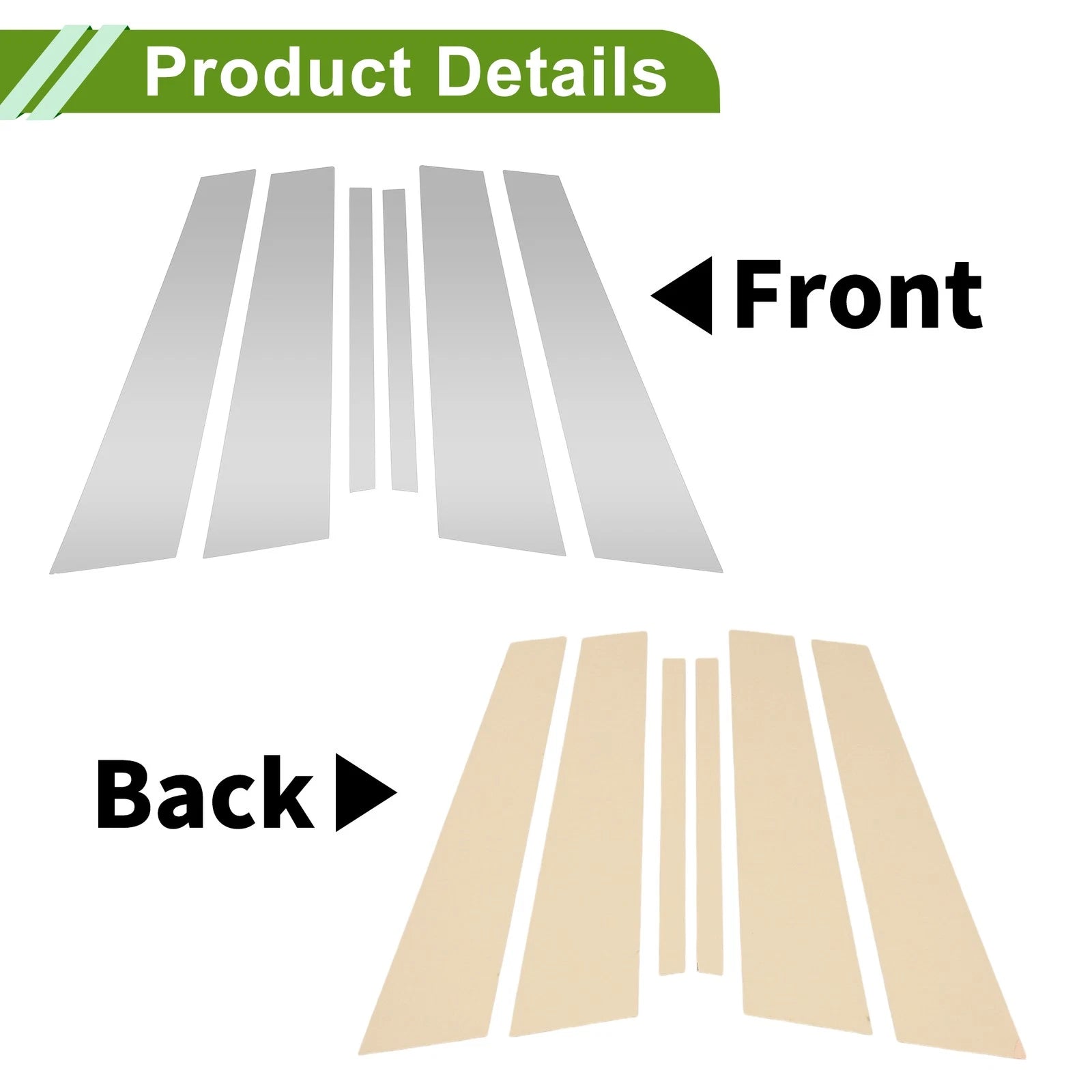 6 Pcs Door Pillar Window Trim for BMW 5-Series (2018–2023) Silver Tone