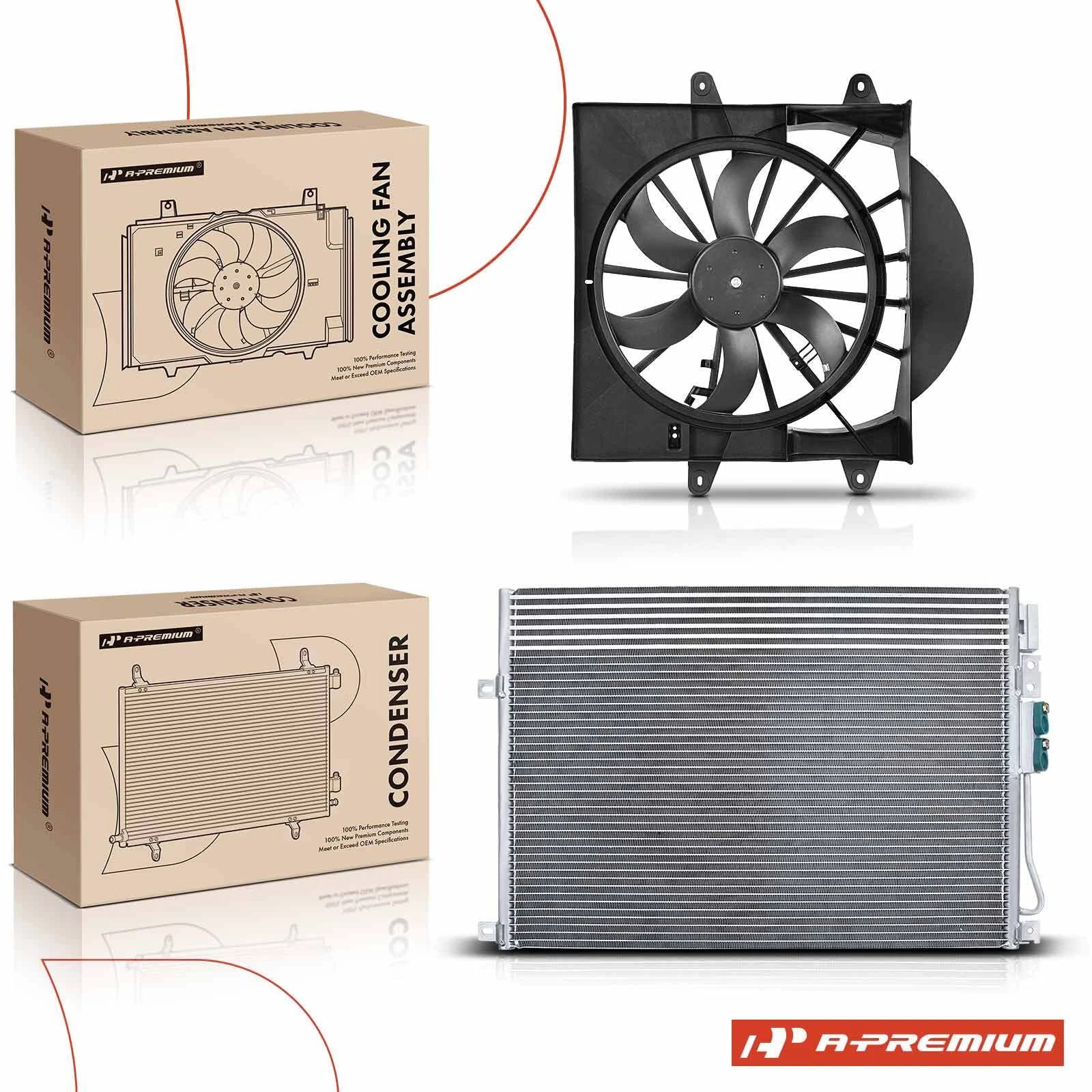 AC condenser and cooling fan assembly kit for Jeep Grand Cherokee 
