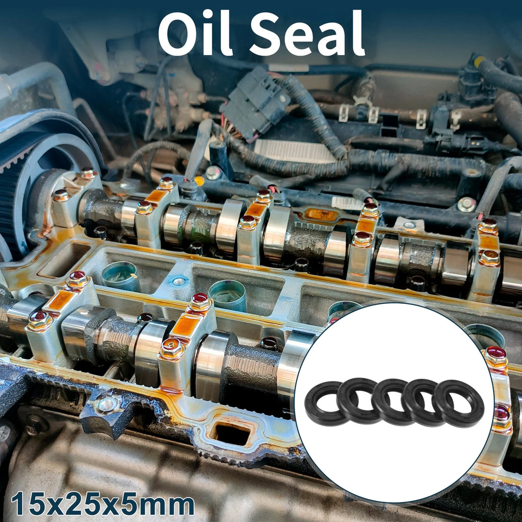 Set of 5 Oil Seal Ring NBR Rubber 15x25x5mm for Automotive Applications