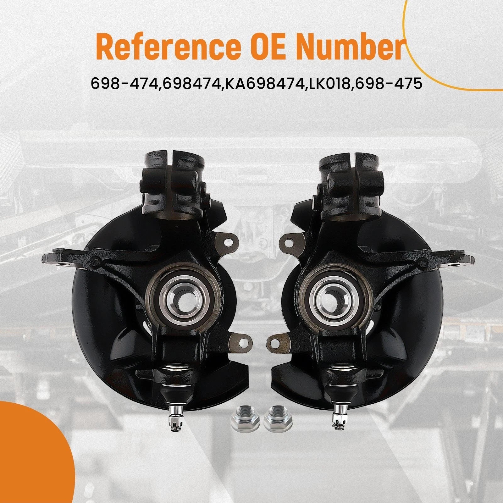 Pair Front Wheel Bearing Hub Knuckle Assembly for Honda Accord