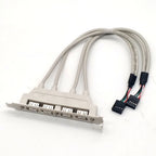 Set of 4 USB 2.0 Rear Panel Expansion Brackets for PC Case I/O Slot