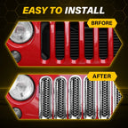 Set of 7 Chrome Front Cover Inserts for Jeep Wrangler JK (2007–2018)