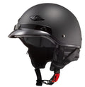 Bagger Half Helmet for LS2 HH568 (Solid Matte Black, Built-in Visor, Size XS)