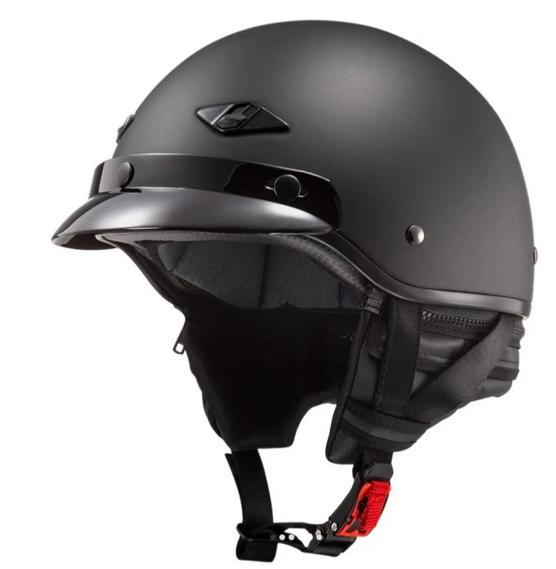 Bagger Half Helmet for LS2 HH568 (Solid Matte Black, Built-in Visor, Size XS)