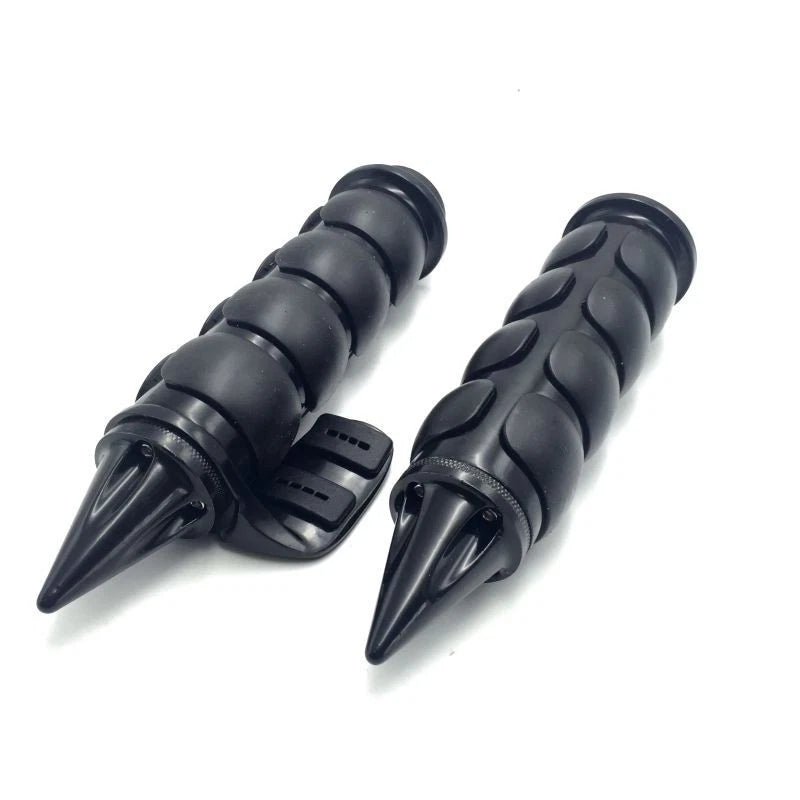 Black Spike 1" 25mm Handlebar Grips w/ Throttle Boss for Harley Touring