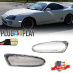 Clear White LED Front Bumper Side Marker Lights for Toyota Supra (1997–1998)