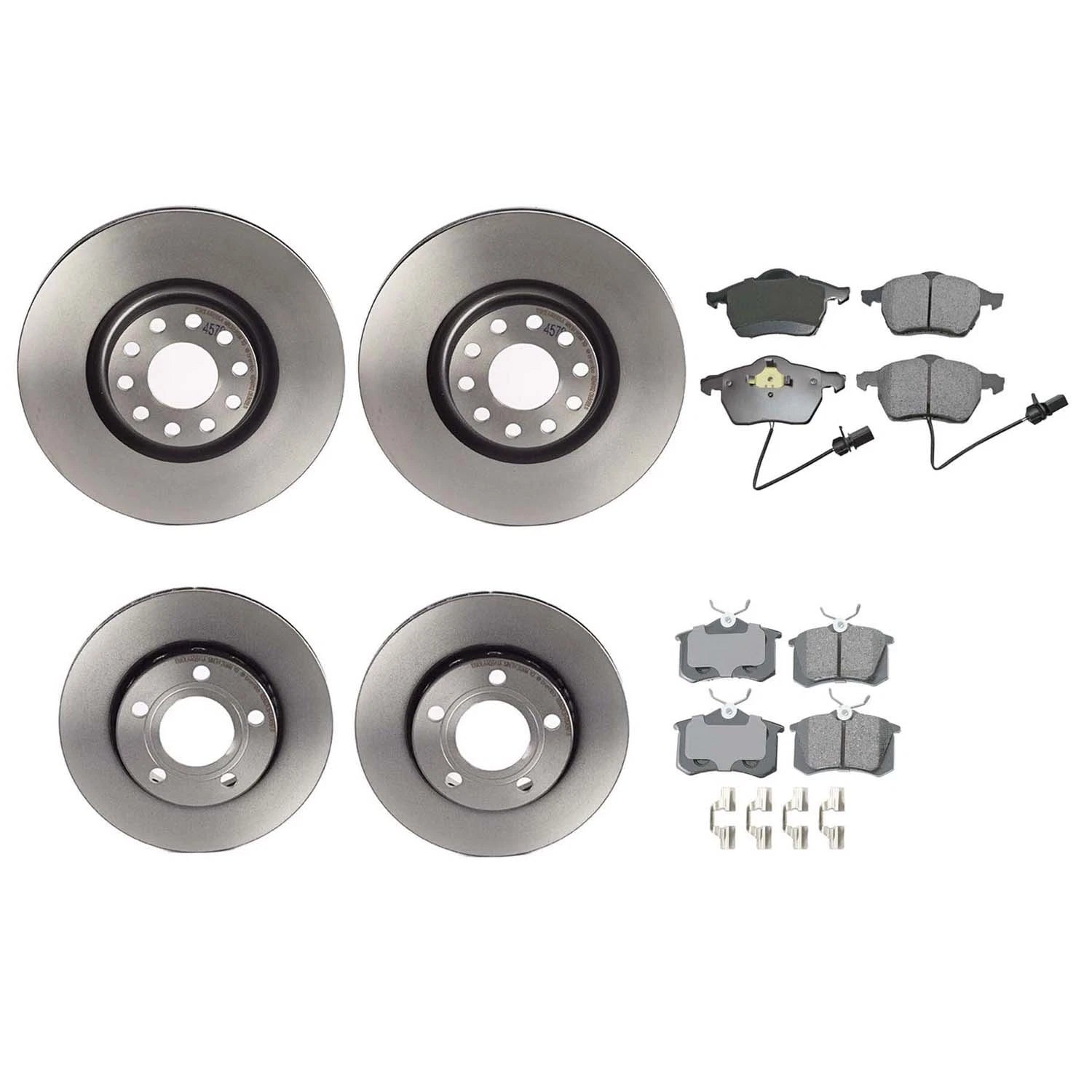 Akebono Euro Brake Kit Front 320mm Rear 256mm Rotors & Pads for Audi S4 (2000–2002)