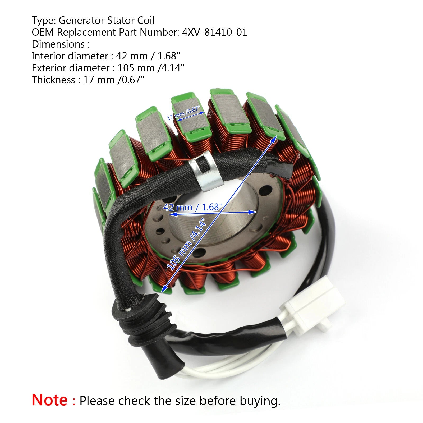 Stator for Yamaha YZF R1 (1998–2001) 4XV-81410-00-00 4XV-81410-01-00