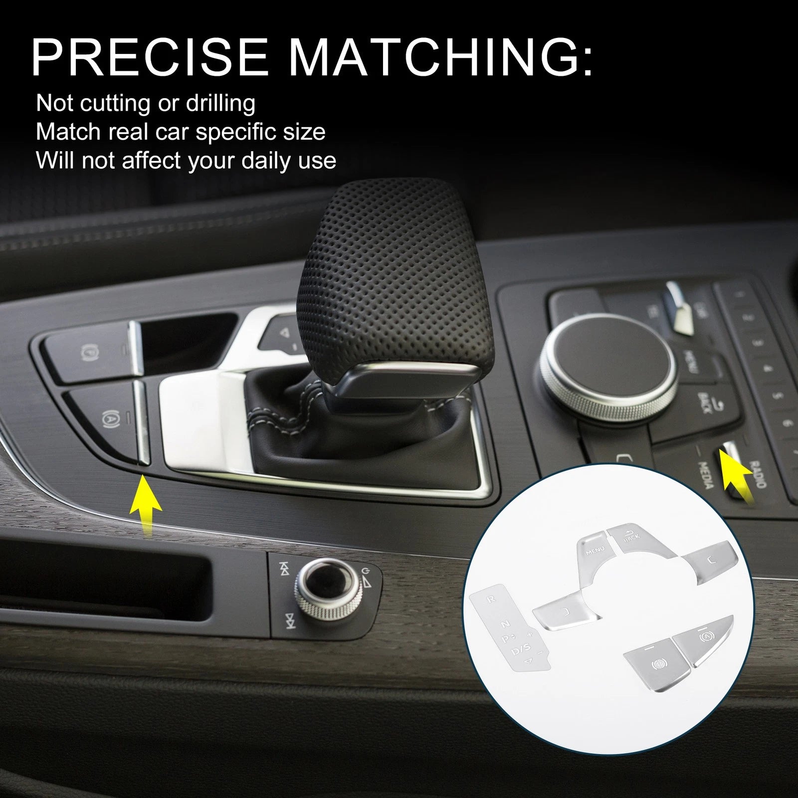 Set of 1 Gear Shift Handbrake Button Switch Cover for Audi A4 B9 A5 (2016–2023)