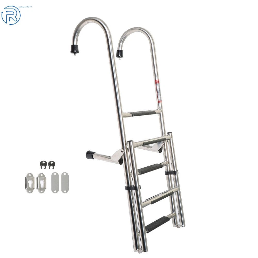 2-Step Stainless Steel Folding Ladder for Universal Use (400 lb Limit)