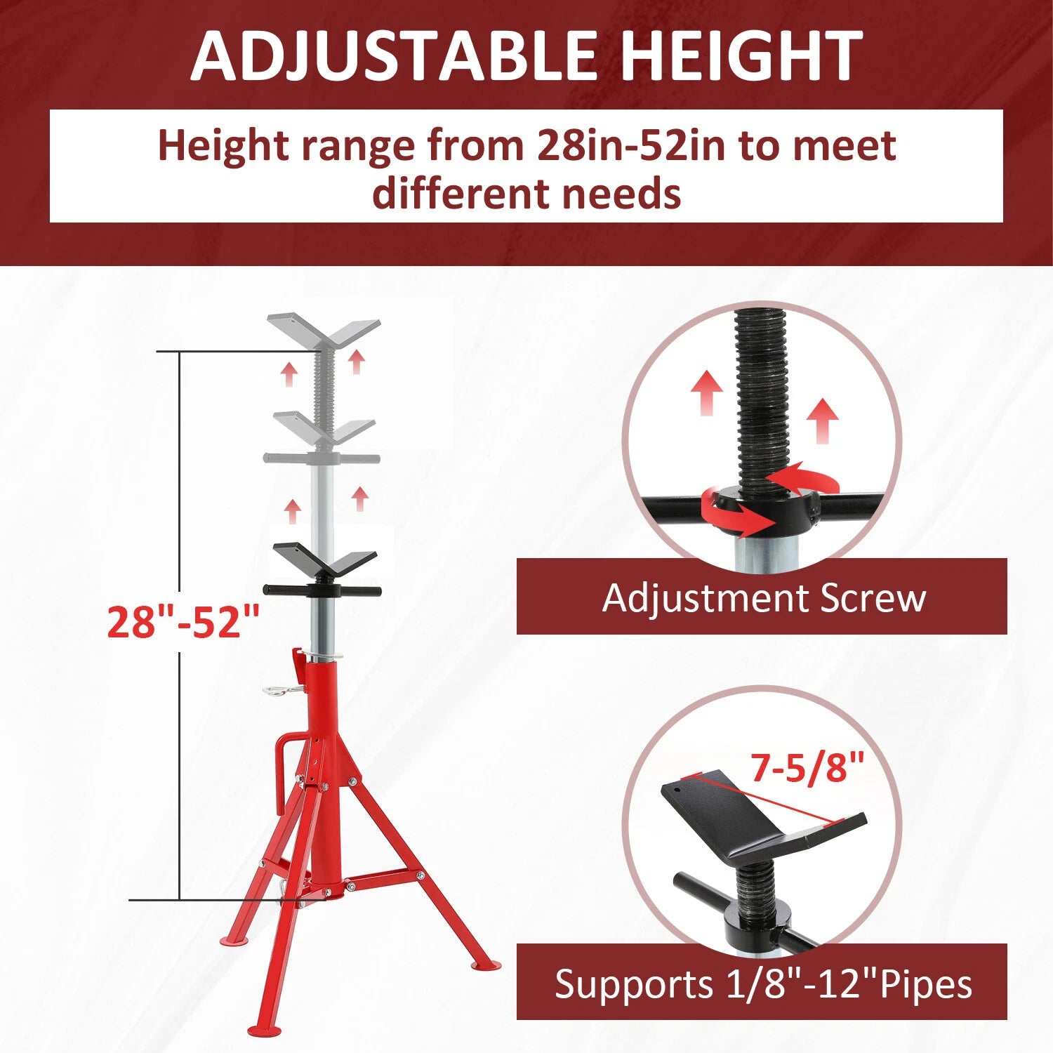 2X Steel V-Head Pipe Stand for Automotive Use (Folding Tripod)