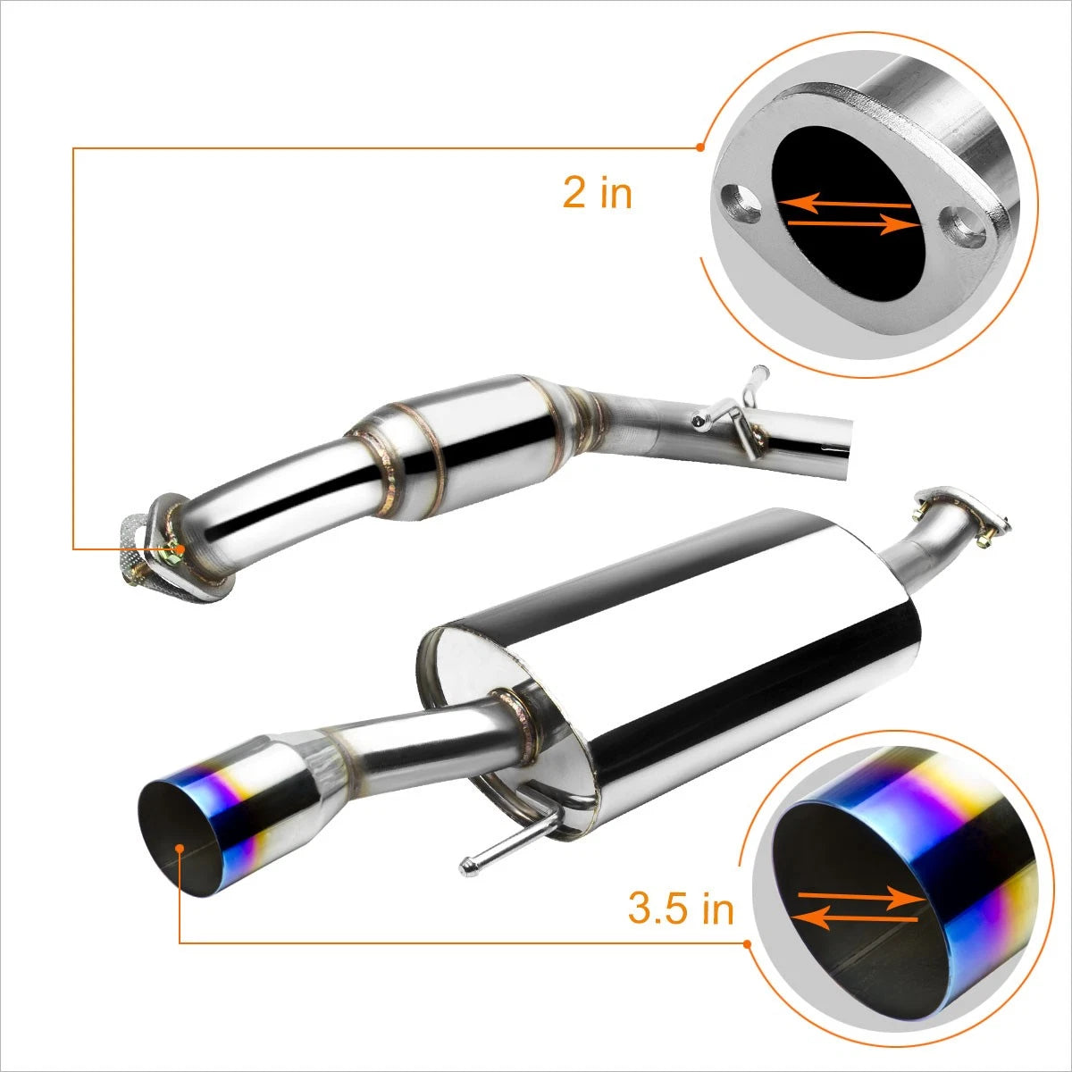 Burnt Muffler Tip for VW Golf MK3 2.0/2.8 (1993–1999) - 3.5" Stainless Catback