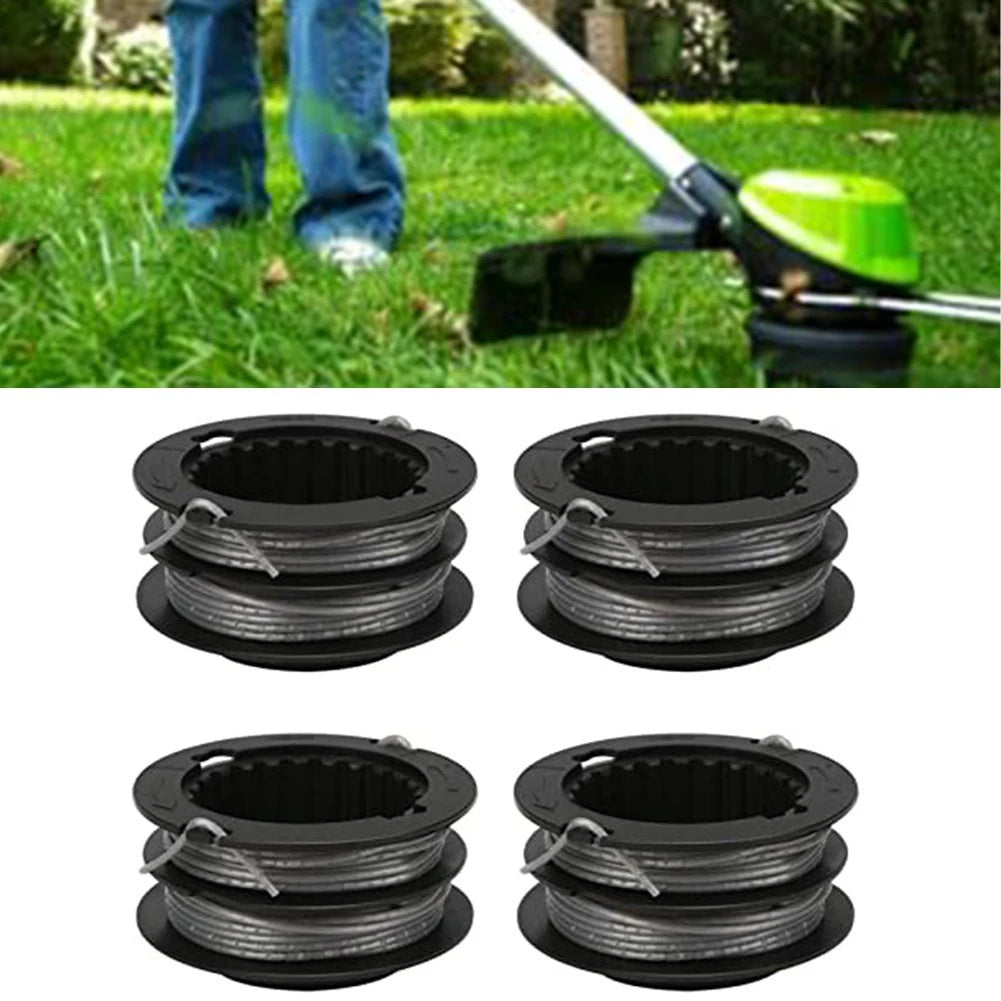 Set of 4 Trimmer Replacement Spools for Greenworks, Snapper (17ft, 0.080 inch)