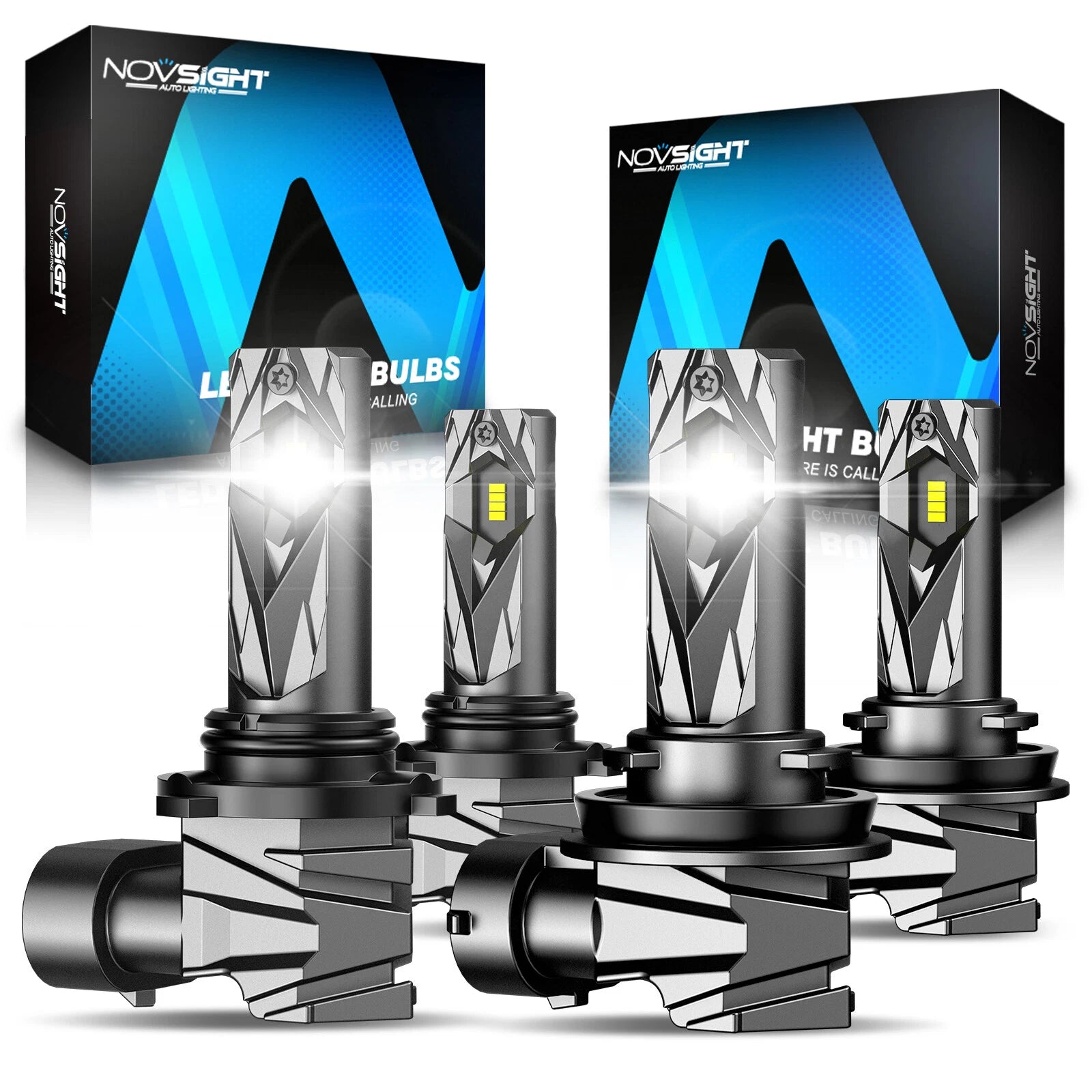 2X NOVSIGHT 9005 H11 LED Headlight Bulbs Kit 6500K 16000LM 60W for