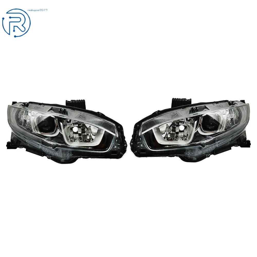 Set of 2 Halogen Projector Headlights for Honda Civic (2016-2020)