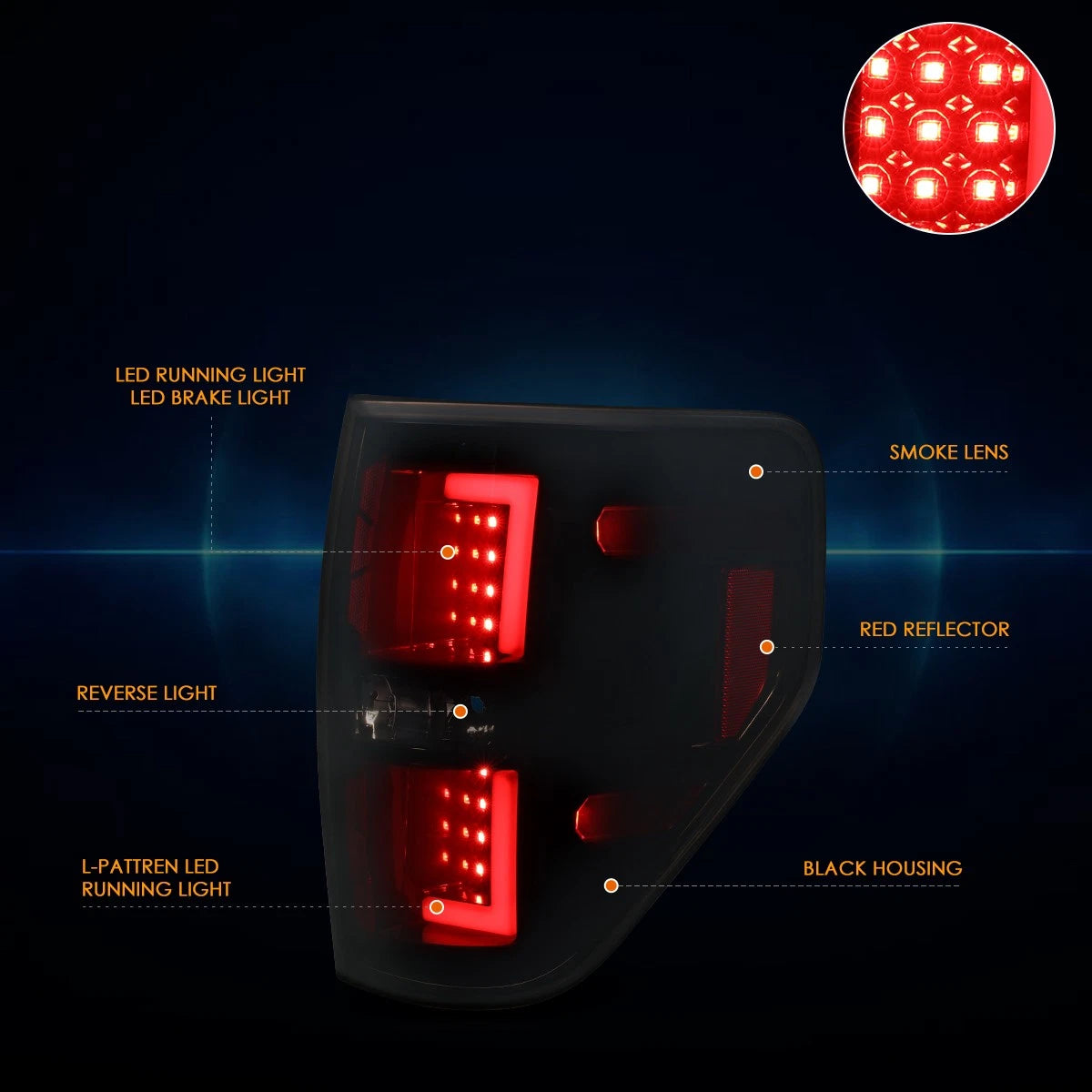 Full LED Tail Light for Ford Super Duty (2008–2016) Smoked