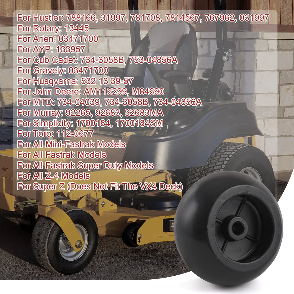 Set of 6 Mower Deck Wheels for Hustler Raptor SD & Super Sport