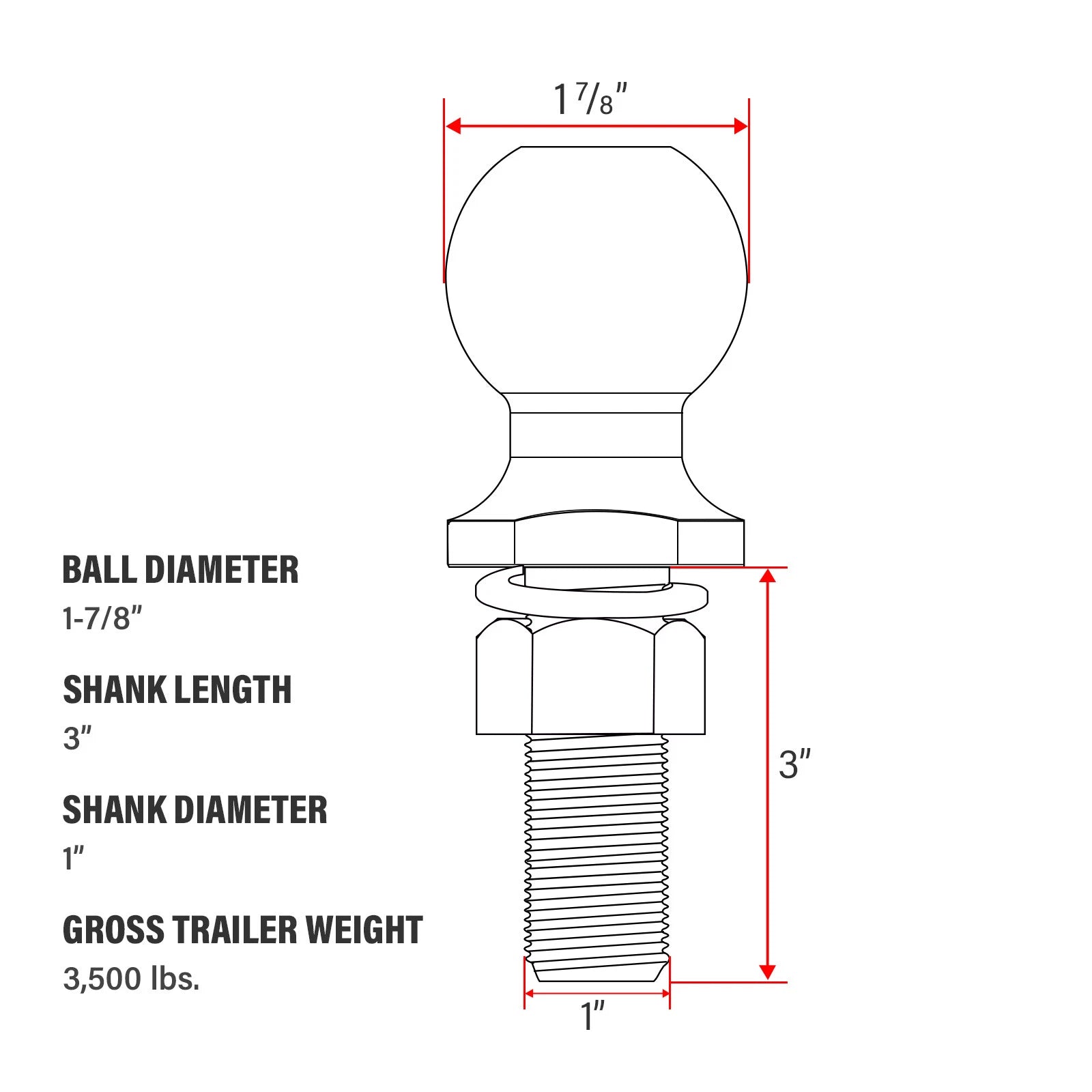 Trailer Hitch Ball for Make Model