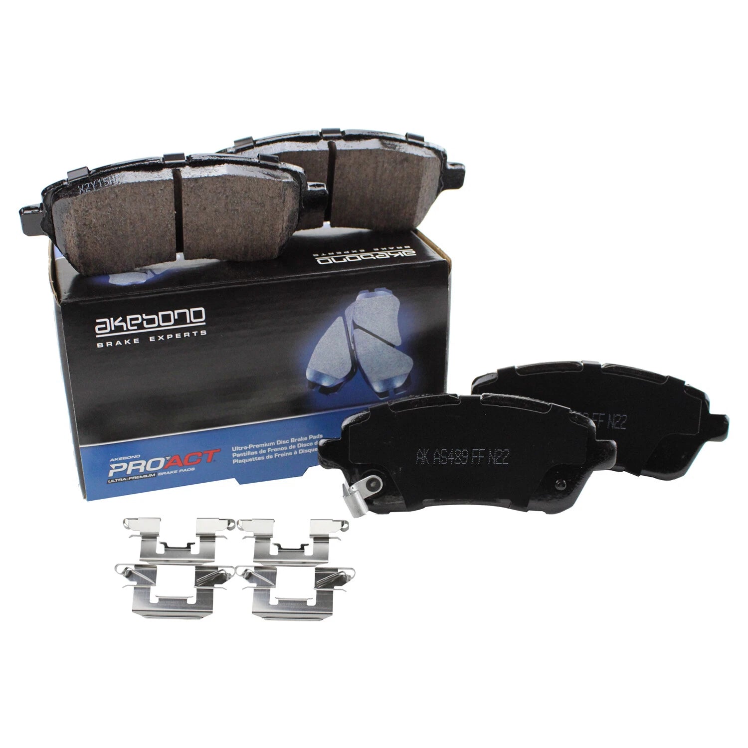 Set of 4 Akebono ProAct Ultra Premium Ceramic Front Brake Pads for Ford Fiesta Mazda 2 (2011–2019)
