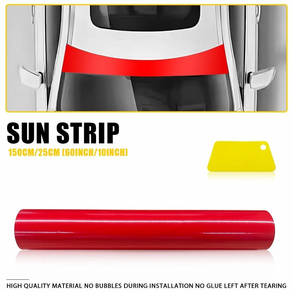 60"x10" Red Window Visor Sun Strip Vinyl Sticker for DIY Car Windshield
