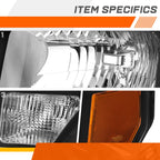 Driver Left Side Black Amber Headlight for Ford F-150 (2010–2014)