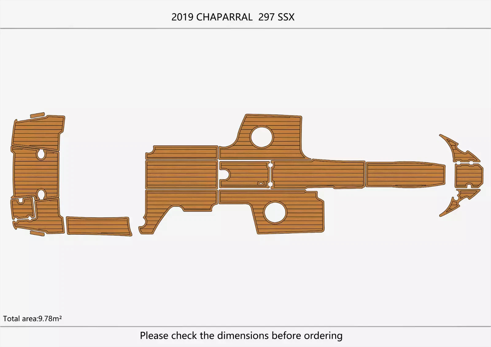 EVA Foam Teak Deck Floor Mat for Chaparral 297 SSX (2019)