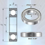 2 Pcs 6906ZZ Deep Groove Ball Bearings for Car (30x47x9mm)