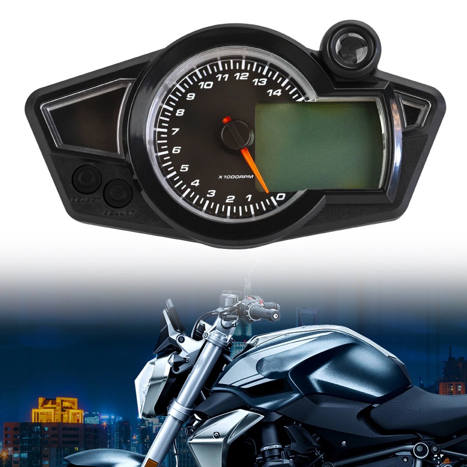 Universal Digital LCD Tachometer Speedometer Odometer for Motorcycle (1-6 Gear)