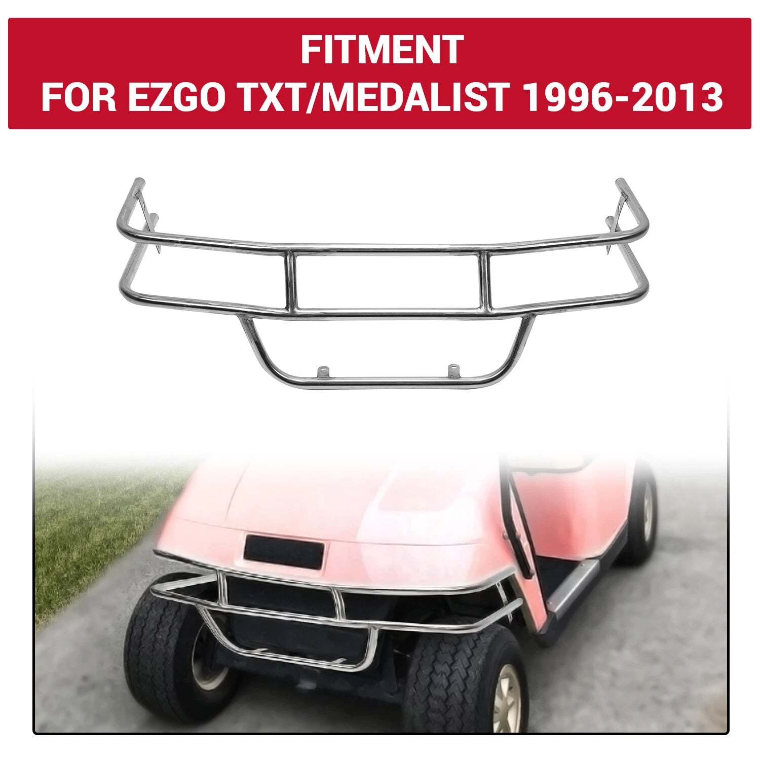 Front Bumper Brush Guard for EZGO TXT Golf Cart (1996–2013) Stainless Steel